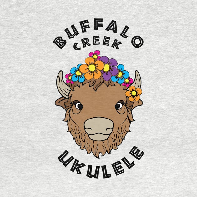 Buffalo Creek Ukulele T-Shirt_Black Text by Sara Howard